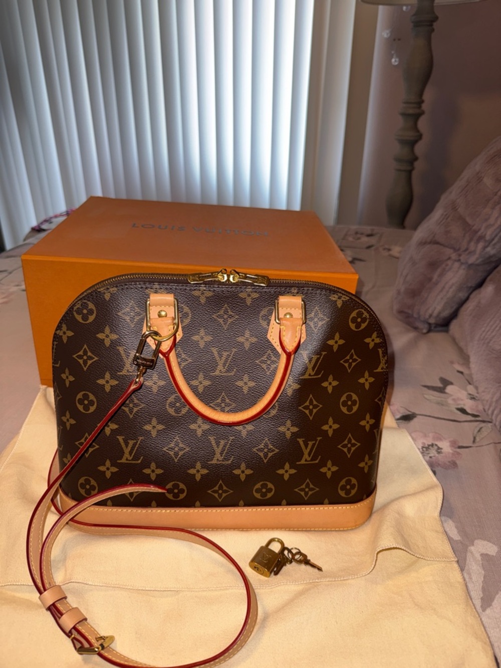 Authentic Louis Vuitton monogram Alma PM with long strap